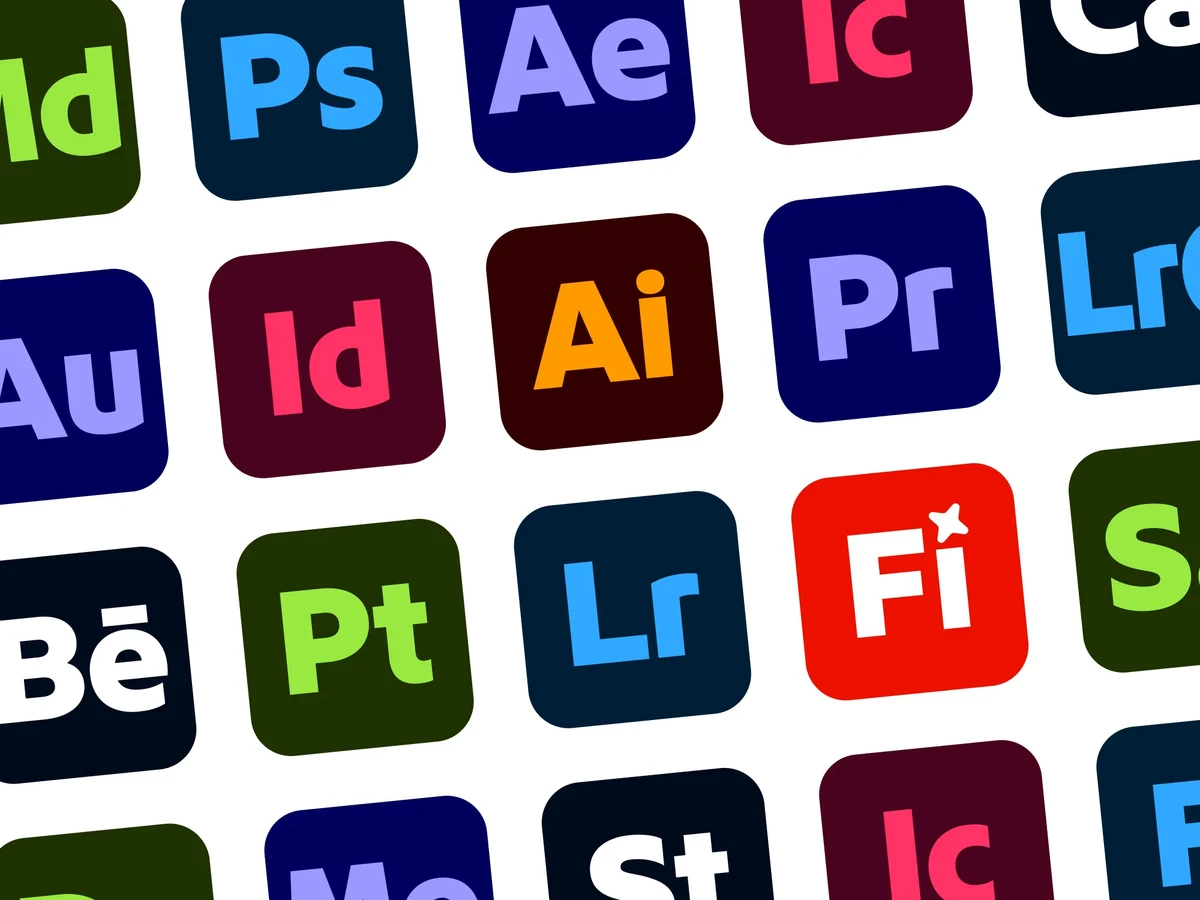 Grid of the redesigned Adobe app icons