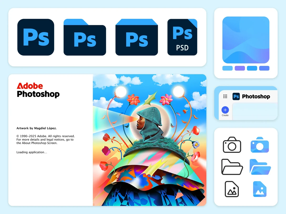 Adobe Photoshop app icon and splash artwork