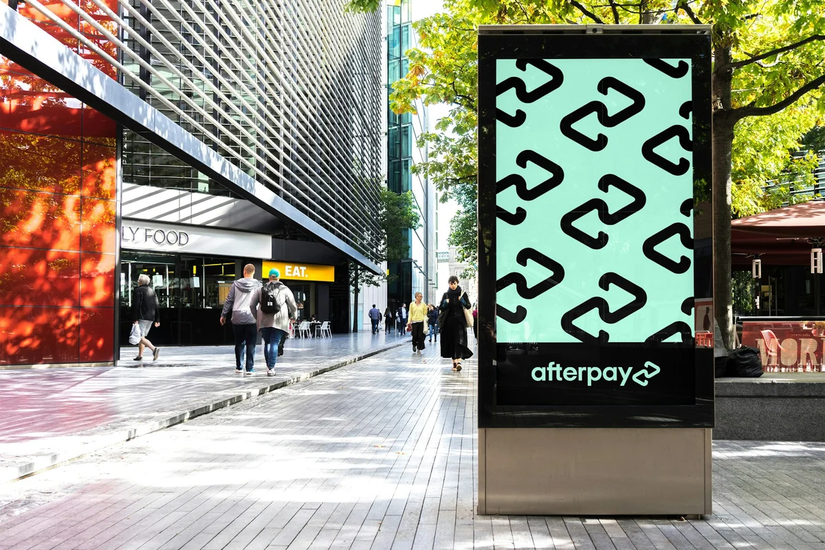 Afterpay street poster in a city