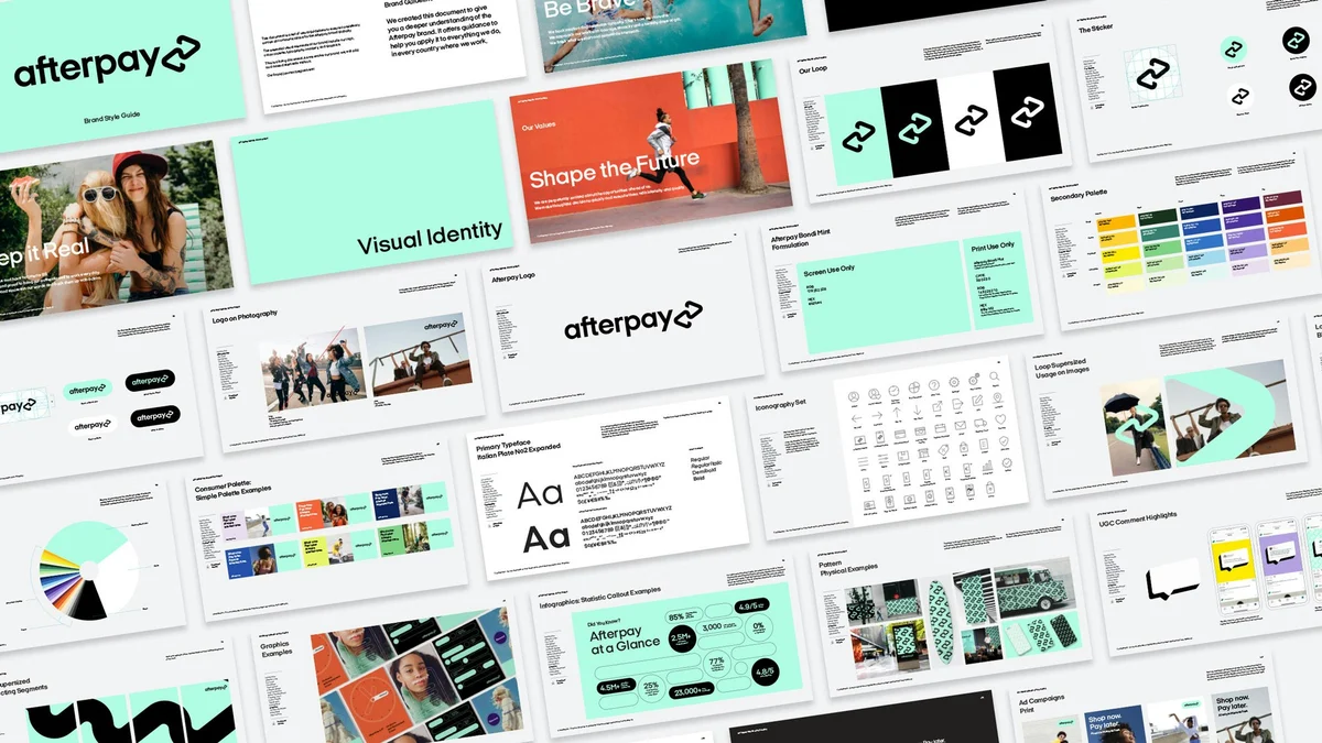 Afterpay brand system overview boards