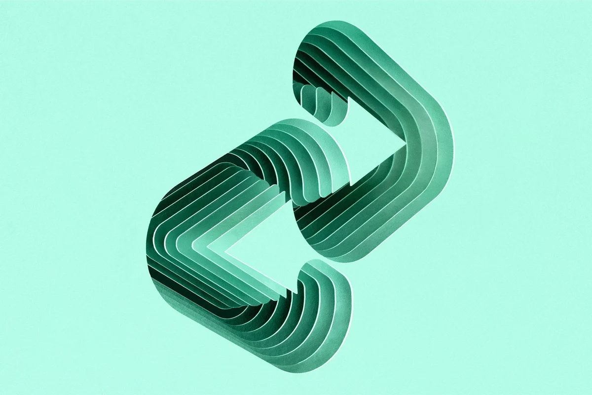 Afterpay 3D mint arrows logo sculpture