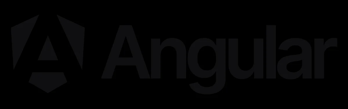 Angular-woordmerk in reliëf op zwart