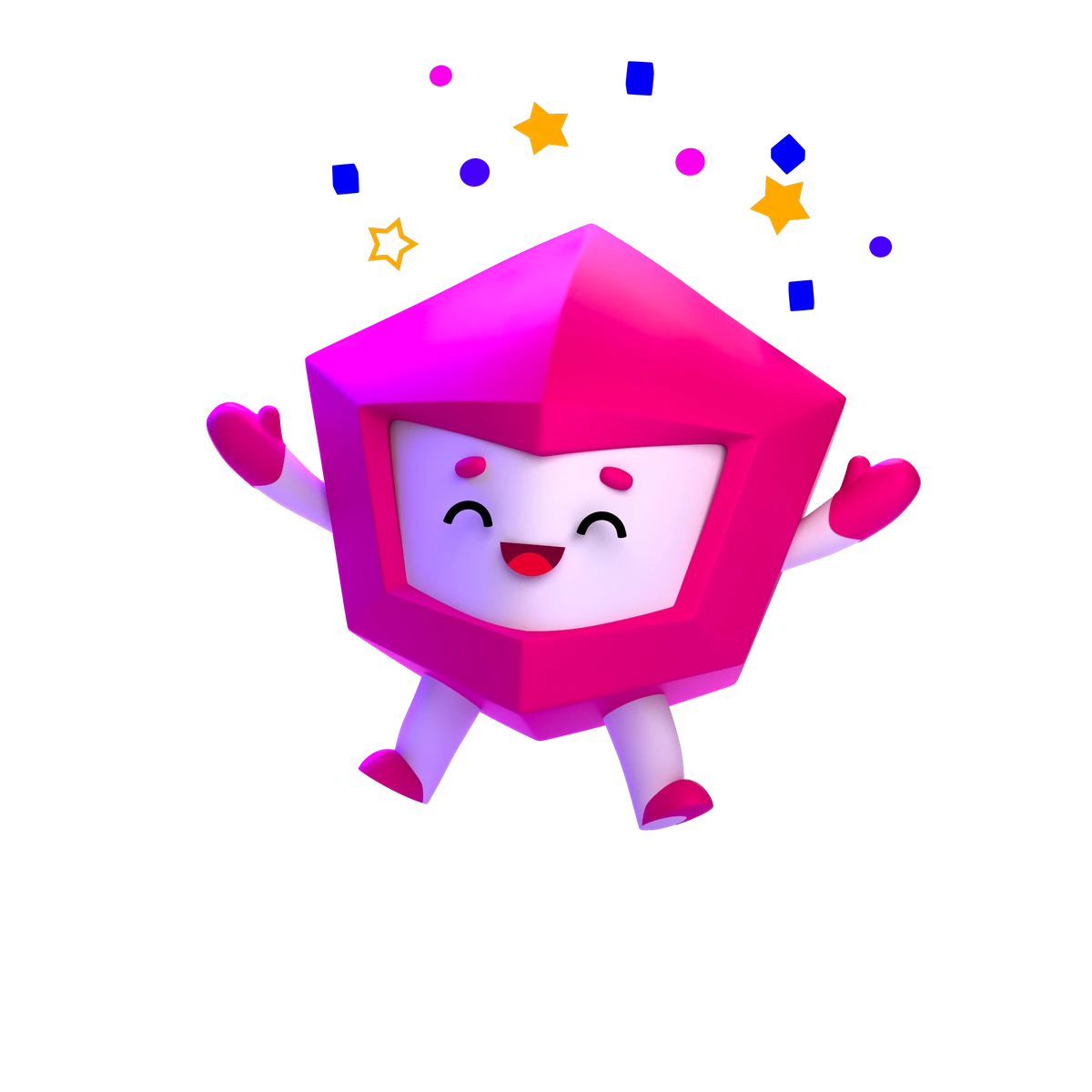 Angular-mascotte in roze en paars