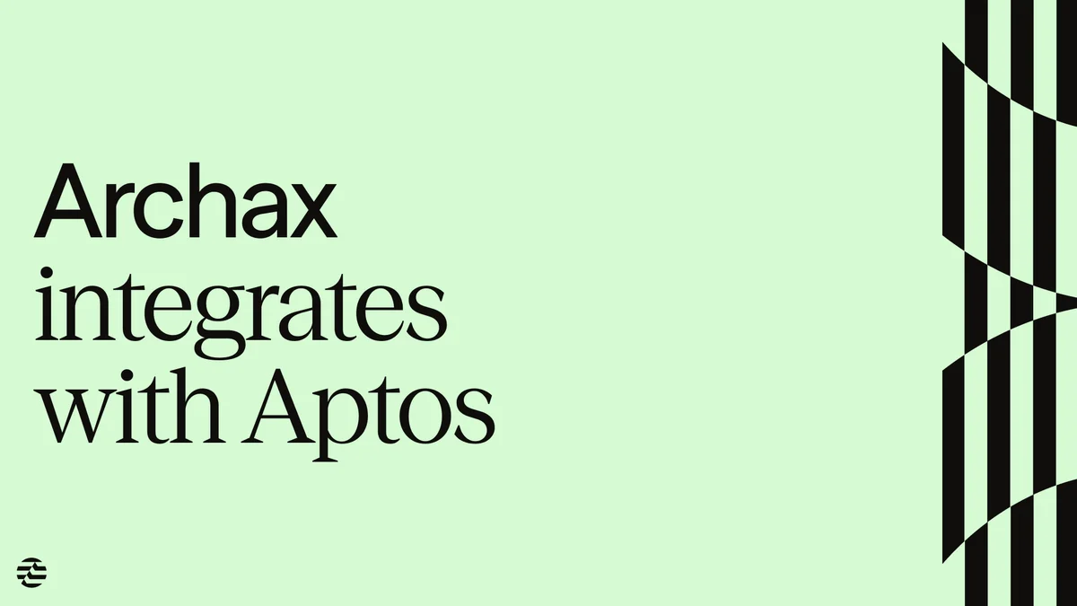 Aptos news card: "Archax integrates with Aptos" on mint