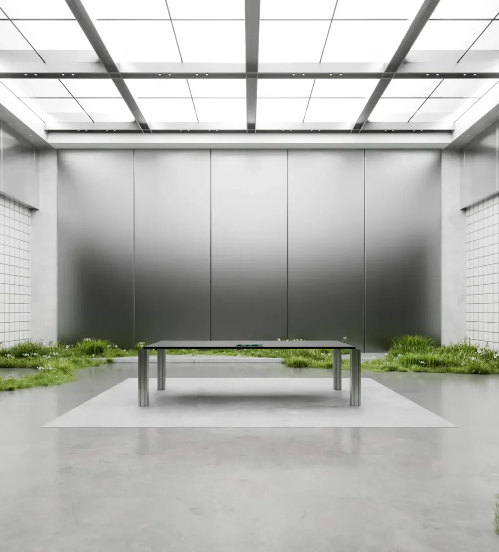Aptos-branded minimal gallery space render