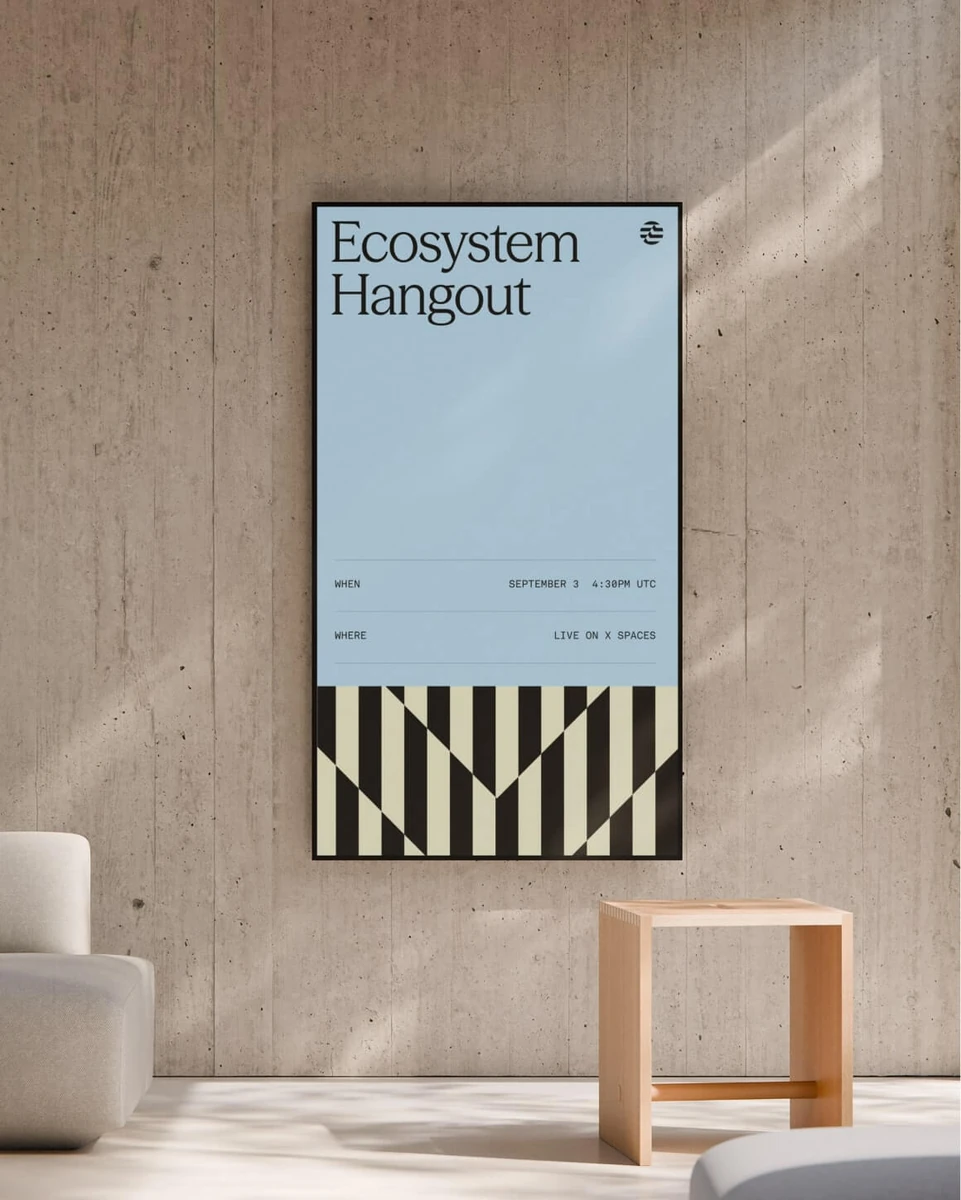 Aptos poster on a wall in a minimal room