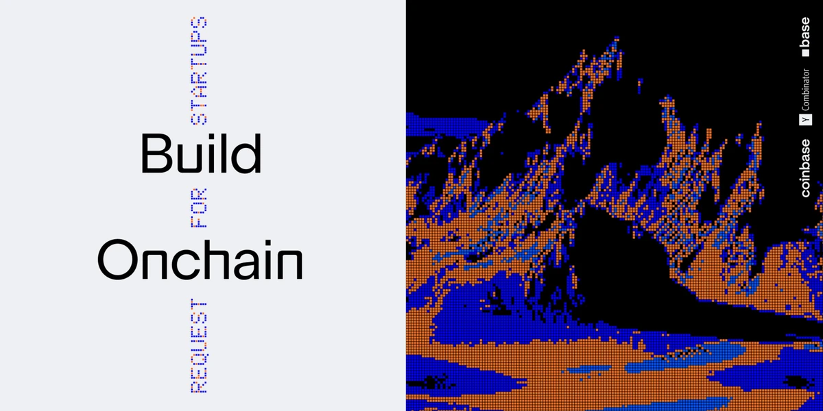 Lay-out 'Build Onchain' naast een gepixeld 3D-landschap