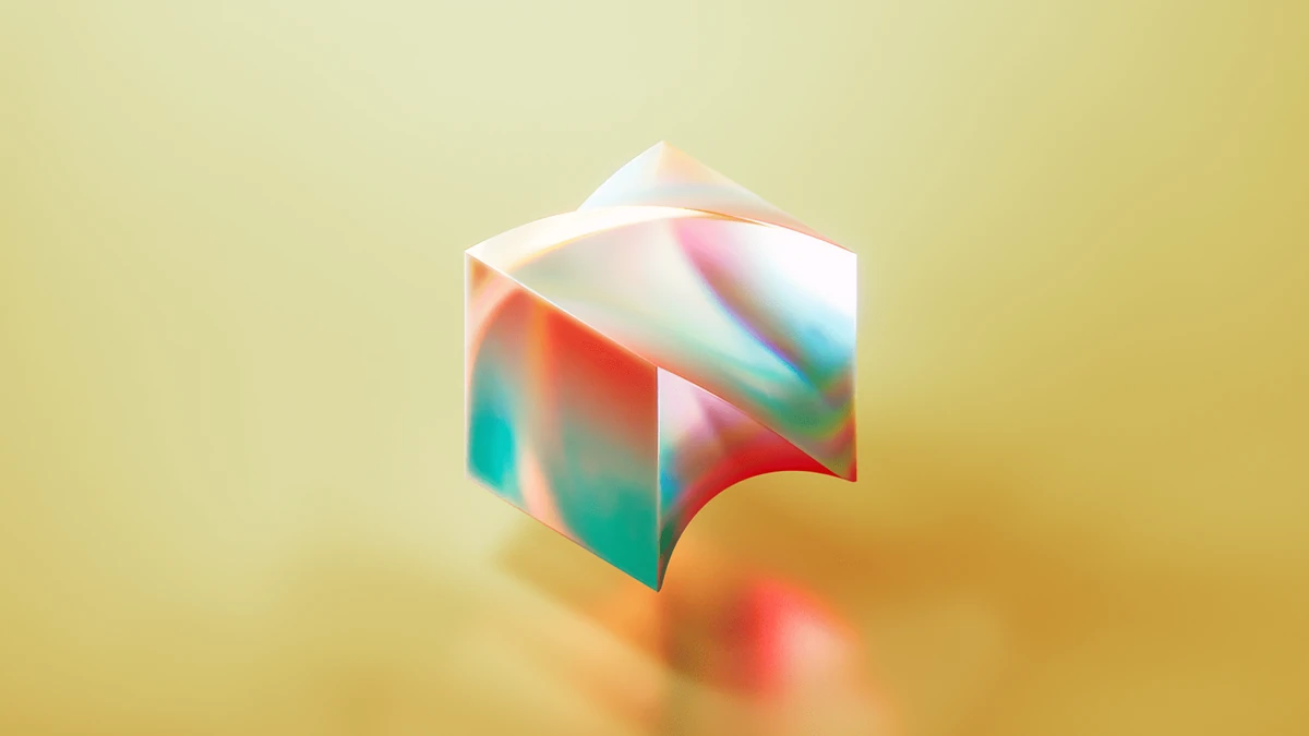 Block 3D cube on a gold gradient