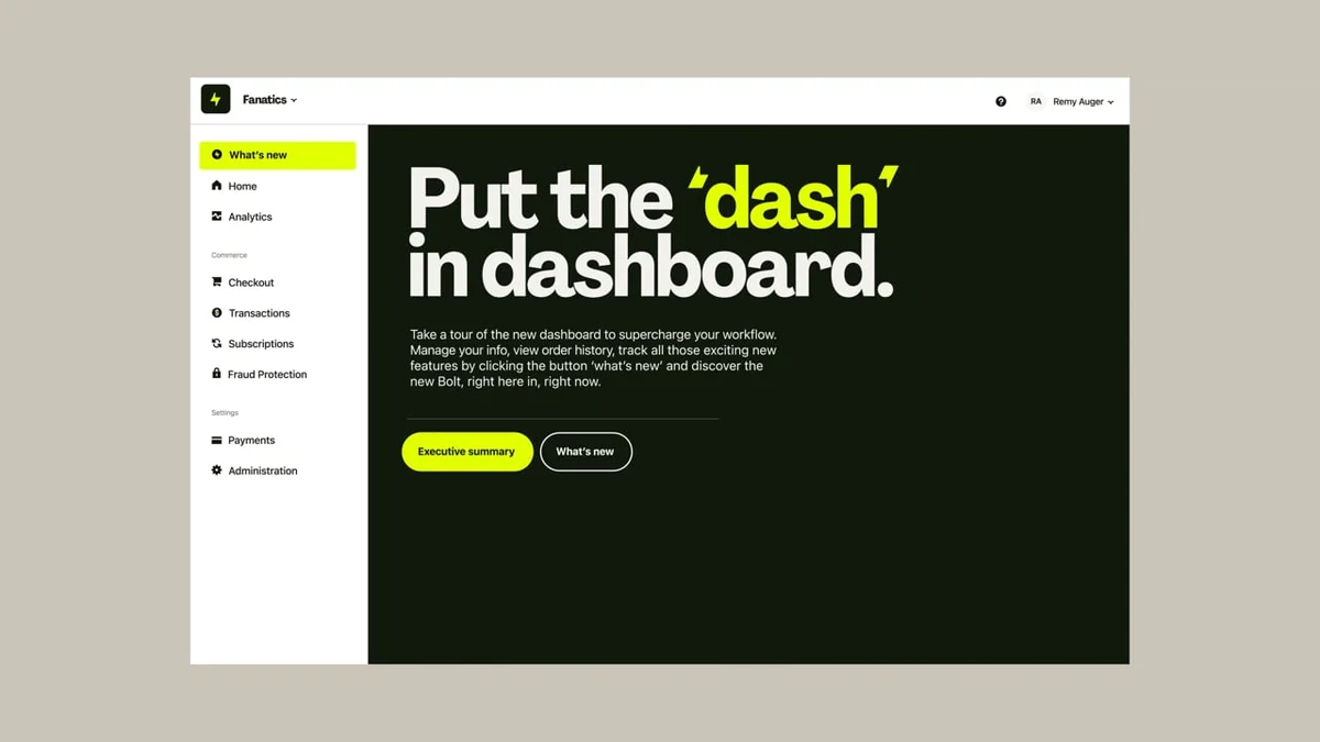 Bolt dashboard: 'Put the dash in dashboard'