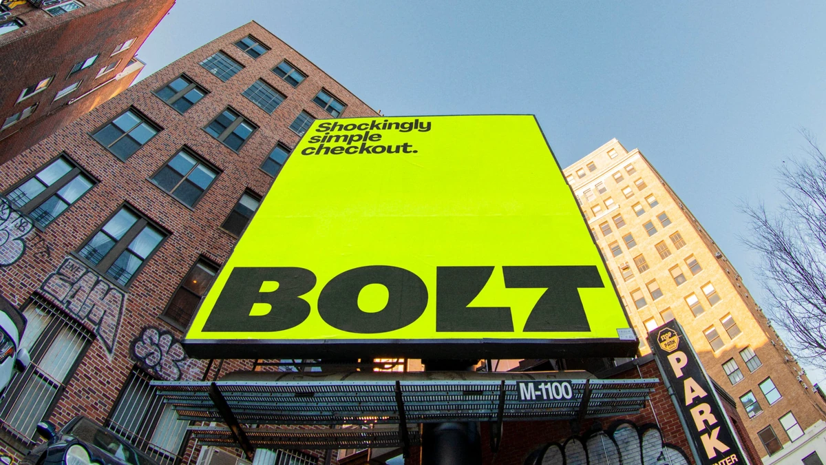 Bolt billboard on a building rooftop