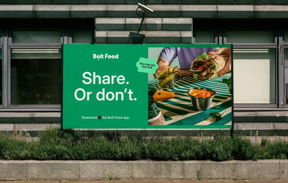 Bolt billboard: 'Share. Or don't.'