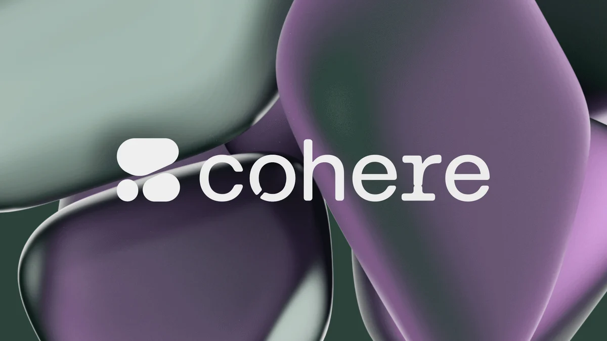 Cohere wordmark over 3D organic forms