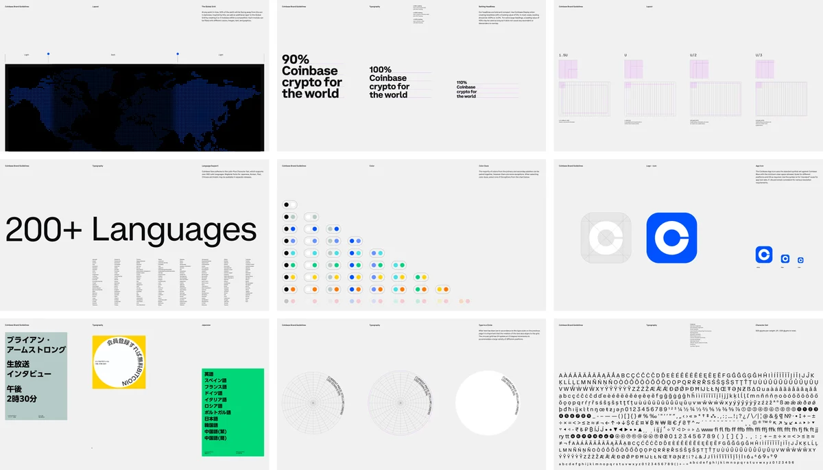 Coinbase brand guidelines overview sheet