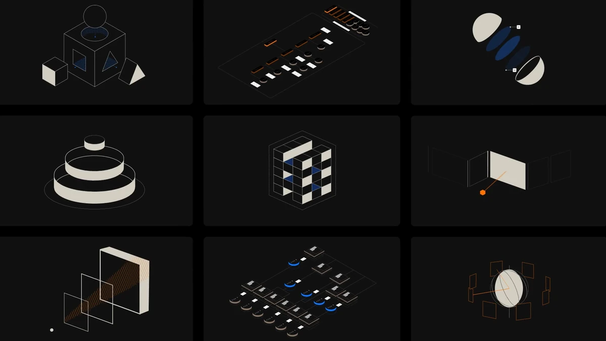 Raster van monochrome Driver-3D-iconen op zwart