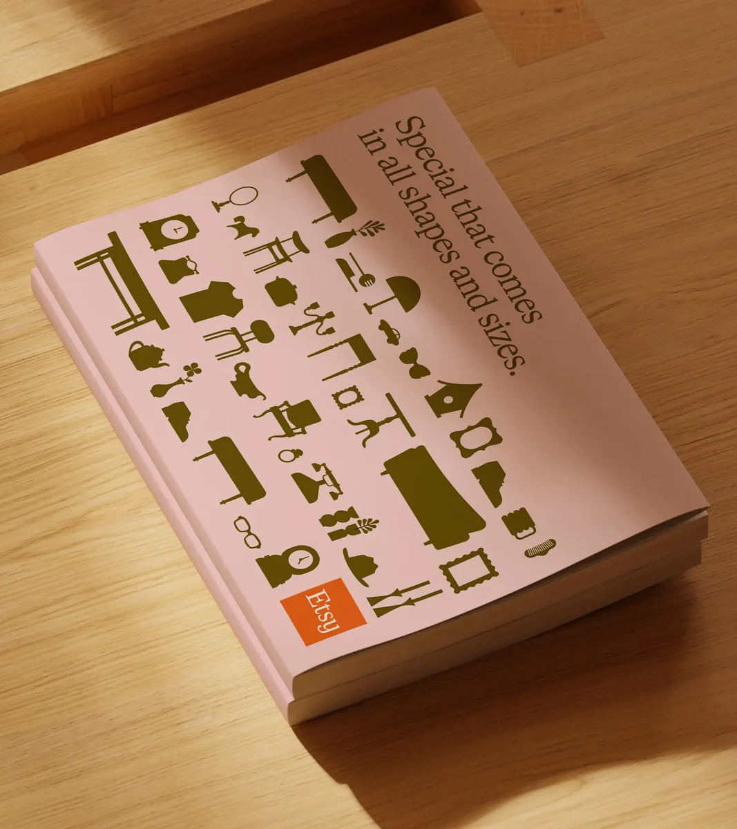 Etsy printed booklet with a pattern of product illustrations