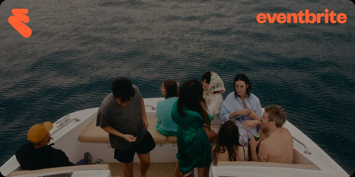 Eventbrite campaign photo of friends on a boat