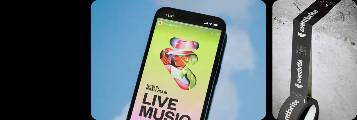 Eventbrite app on a phone: 'Live music'