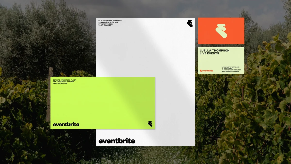 Eventbrite stationery on grass