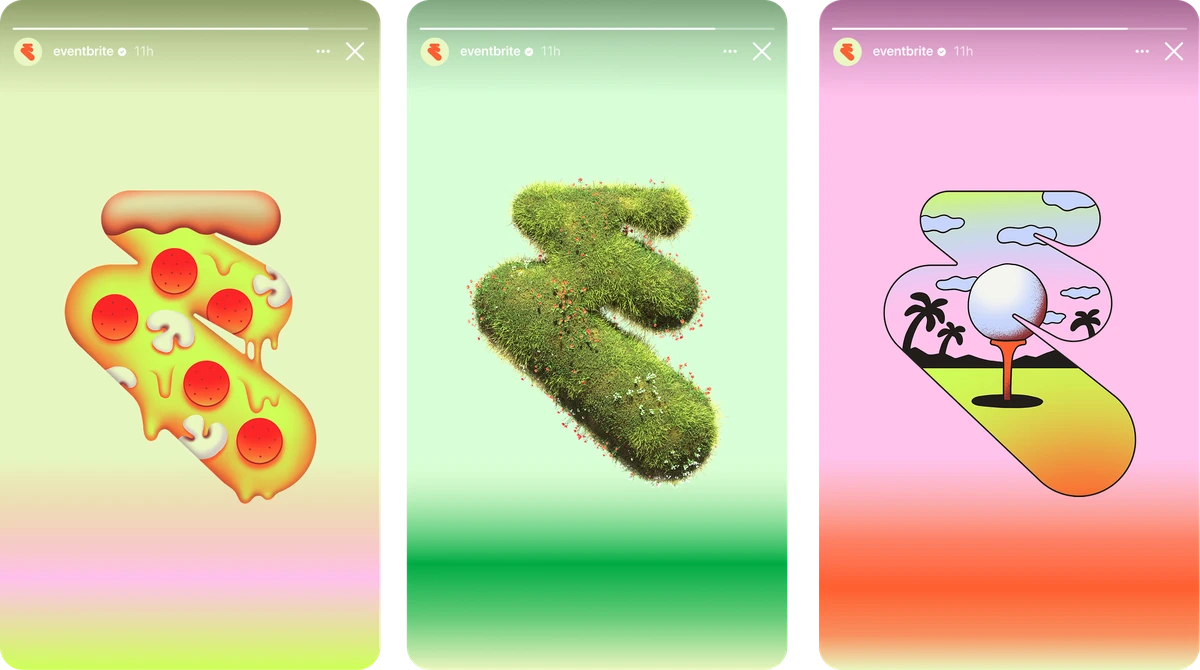 Eventbrite 3D illustrations on posters