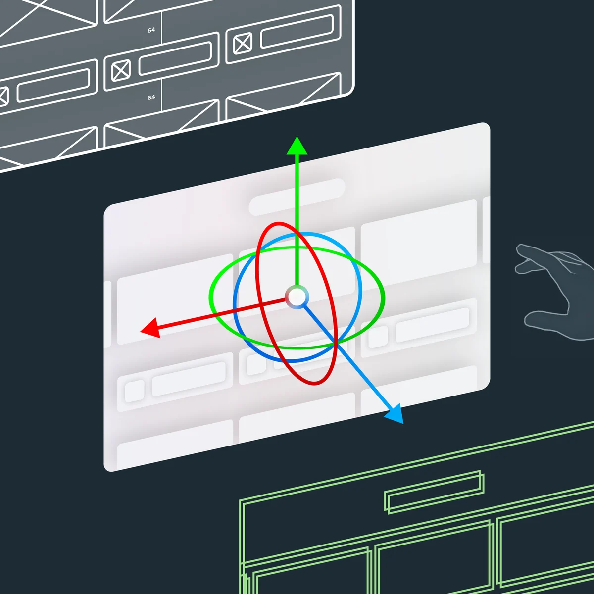 3D construction diagram of the Facebook logo geometry