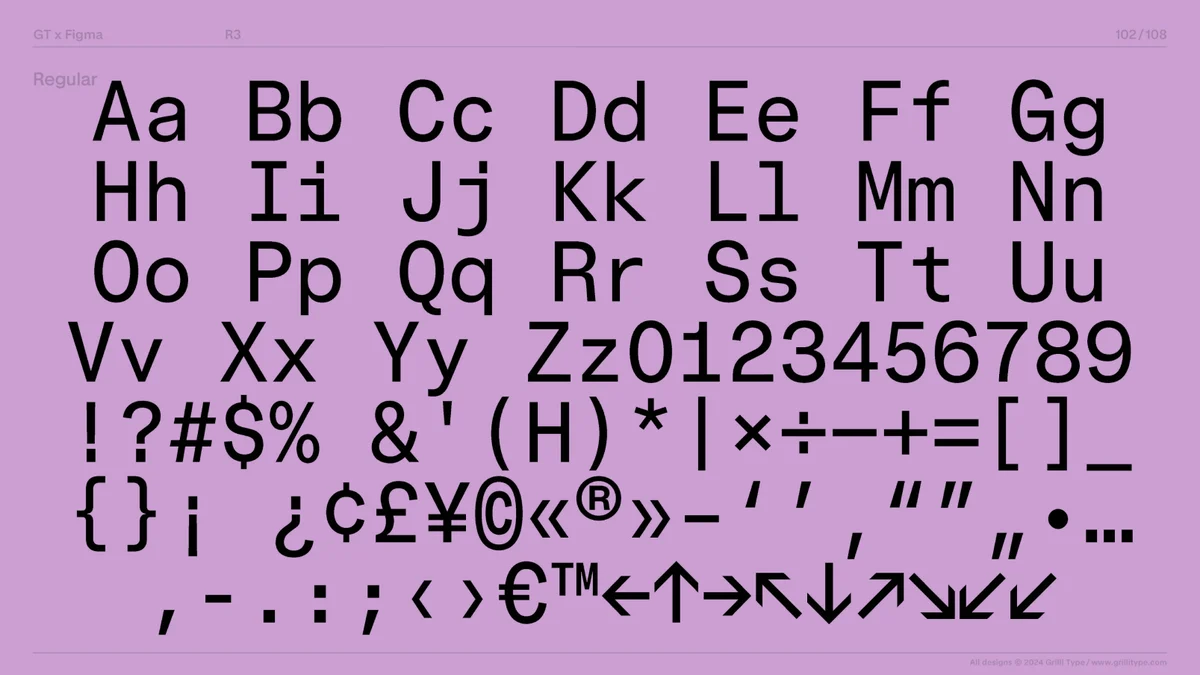 Figma Sans specimen on pink