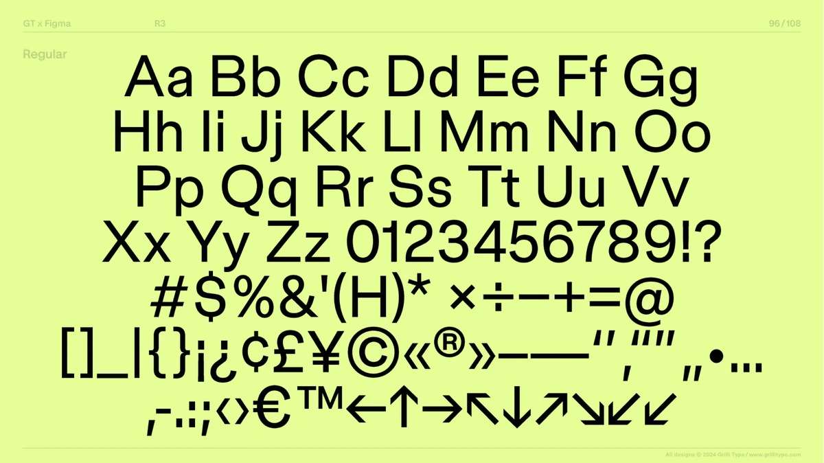 Figma Sans character set on yellow