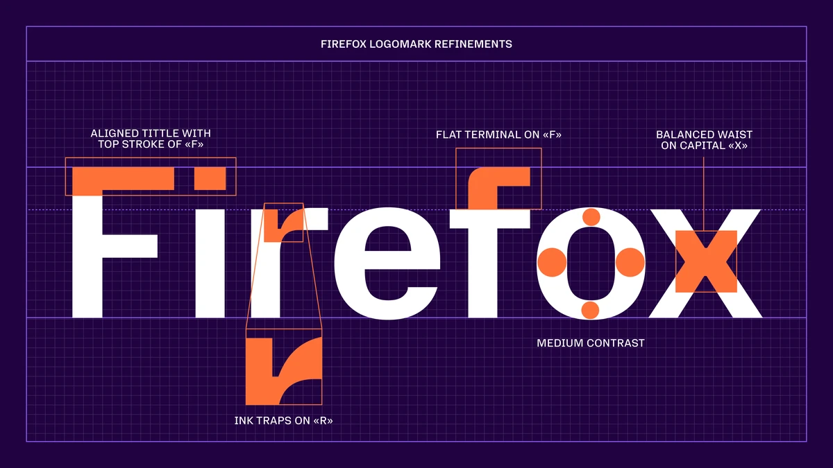 Firefox poster with large wordmark type on purple