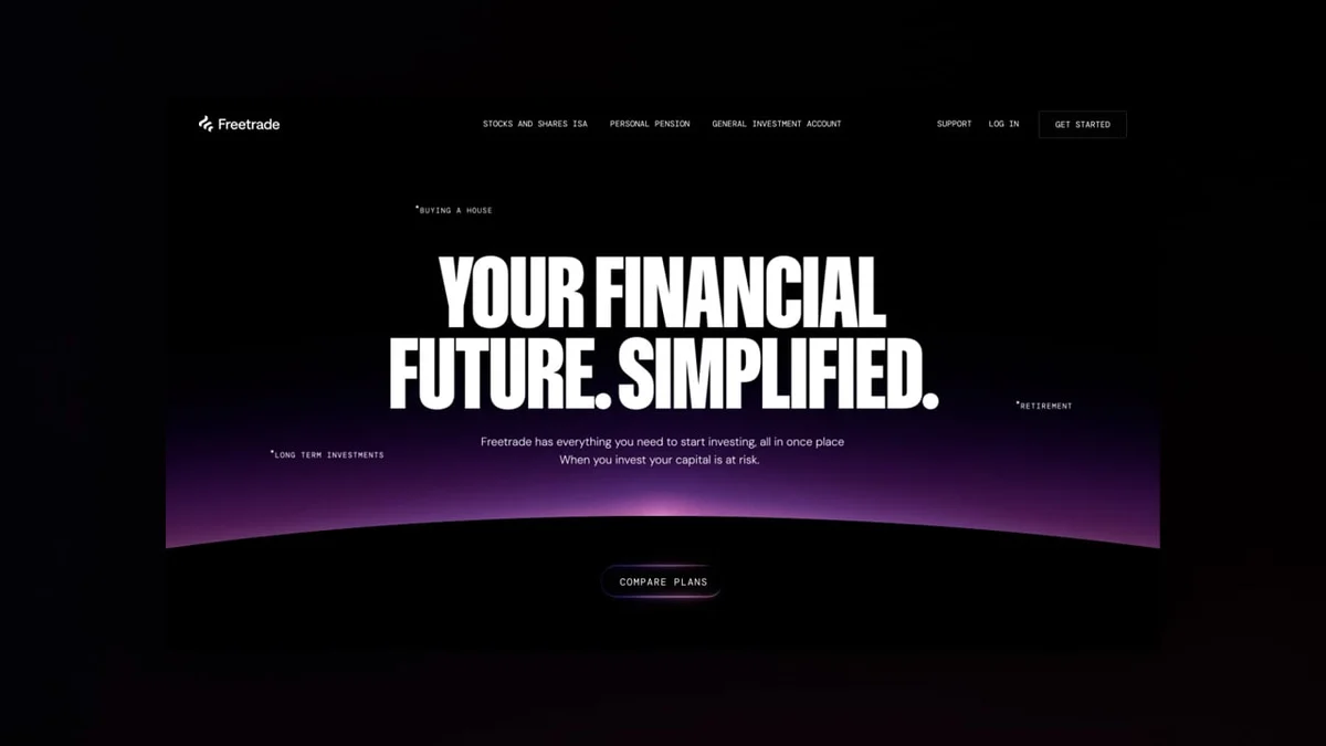 Freetrade site hero: 'Your financial future. Simplified.'