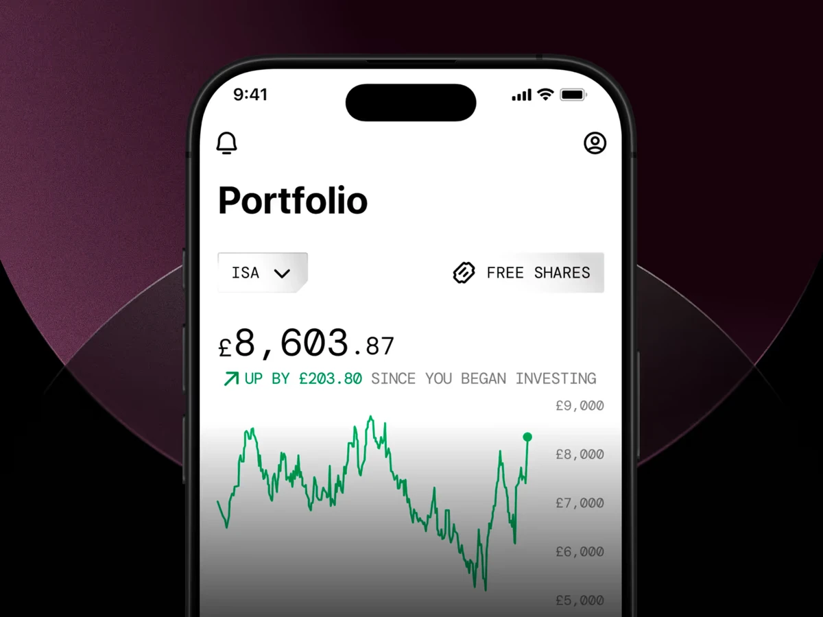 Freetrade-portefeuillescherm op een telefoon