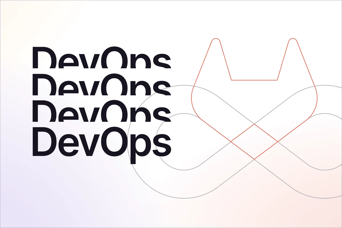 GitLab 'DevOps' typographic graphic with line art