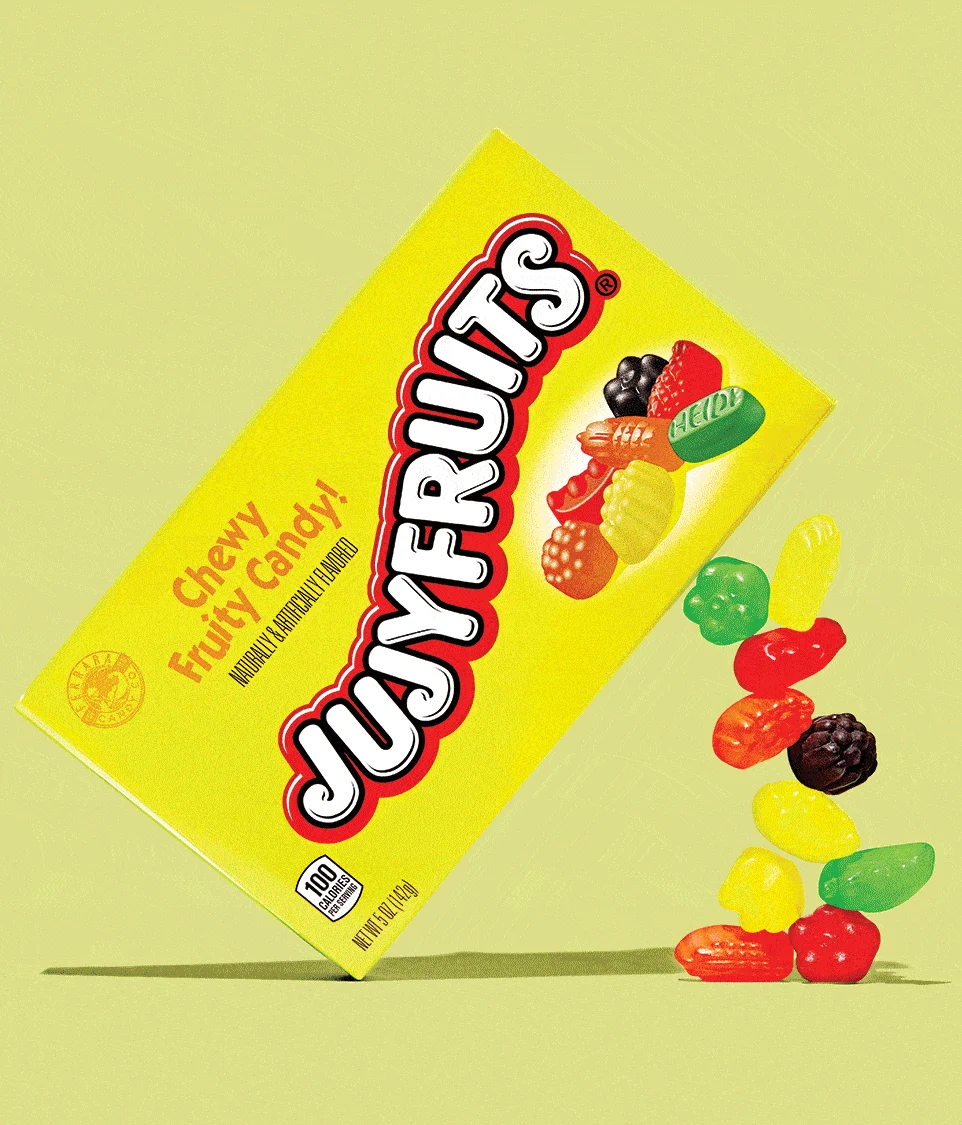 Gopuff-snoepdoos in productstijl op geel
