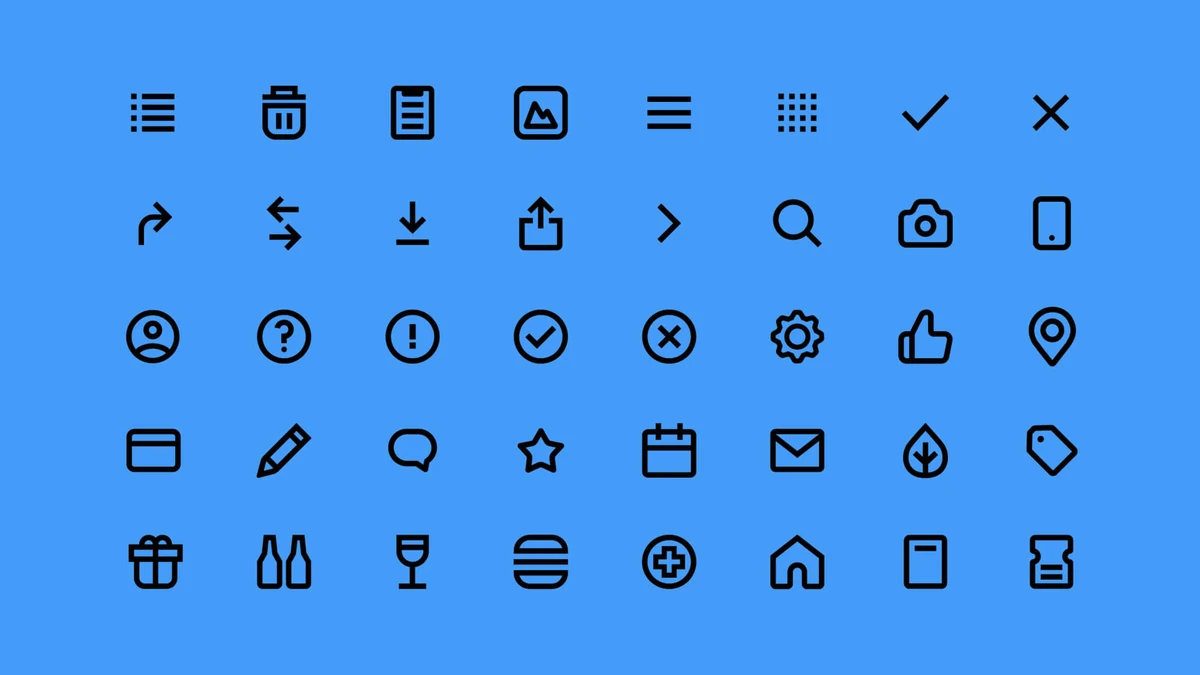 Gopuff-iconenset op blauw