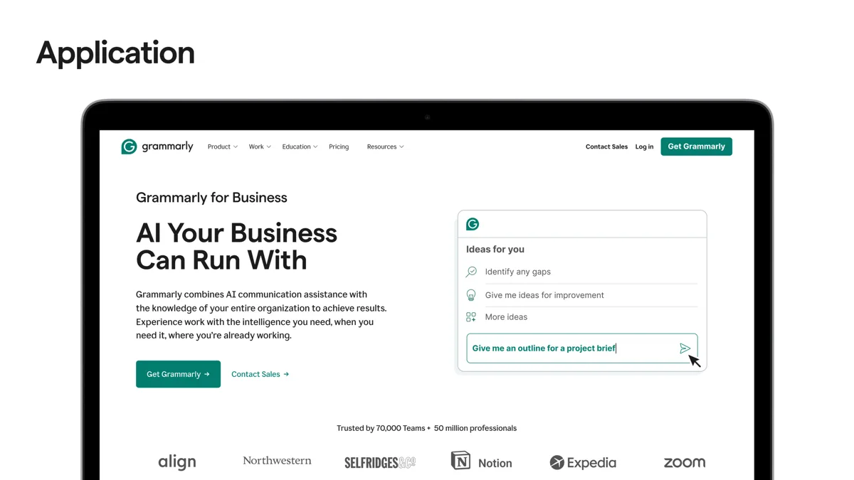 Toepassing: website Grammarly for Business