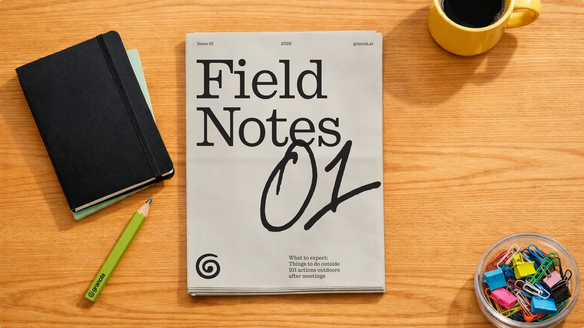 Granola 'Field Notes' notebook on a wooden desk
