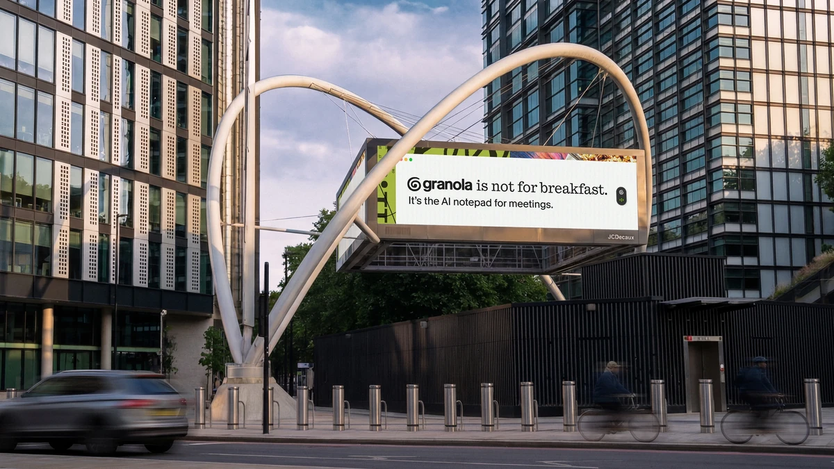 Granola digital billboard on a city street