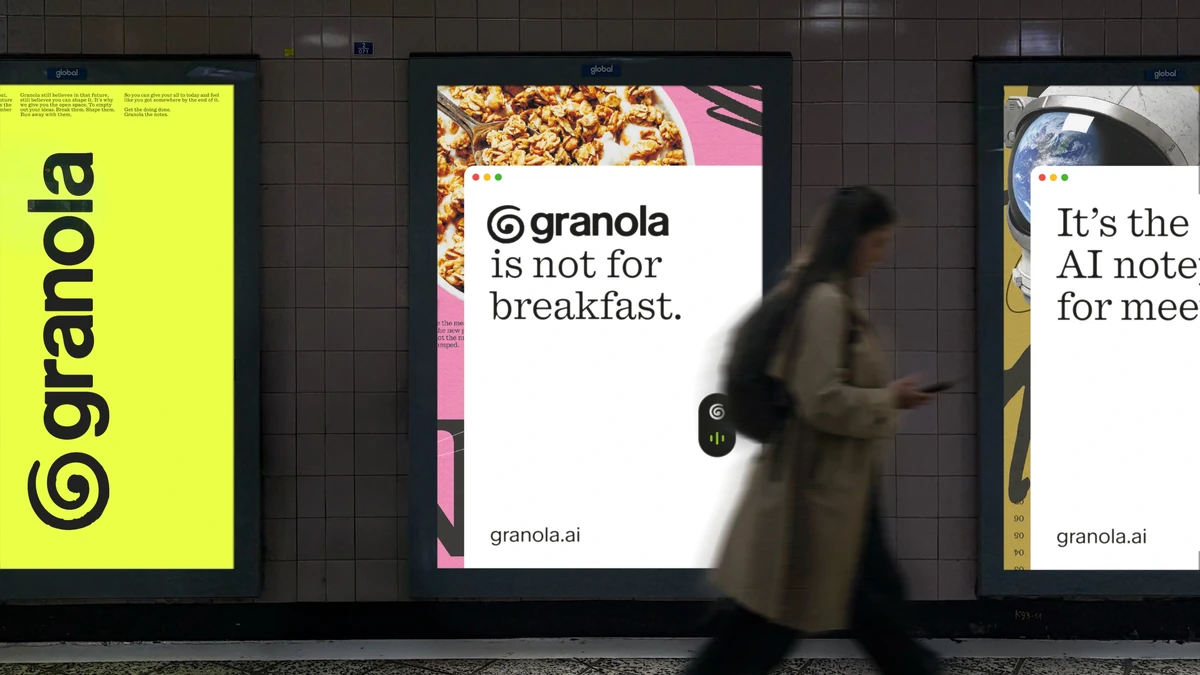 Granola posters in a subway station