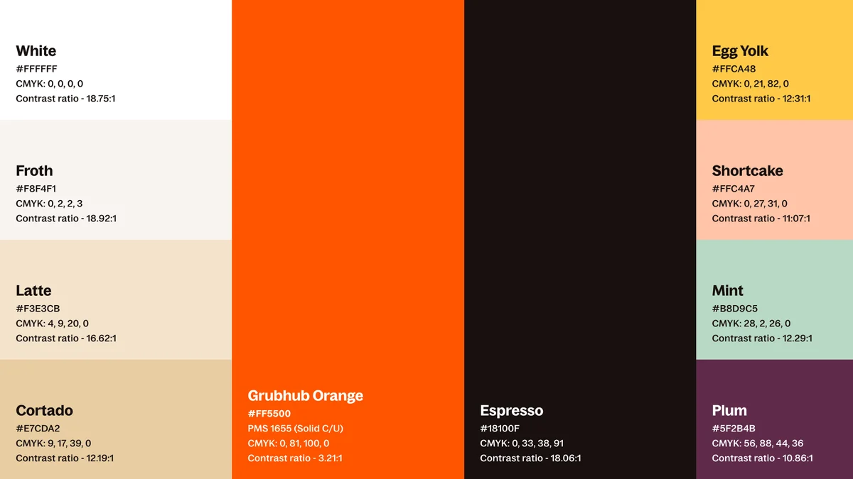 Grubhub colour palette