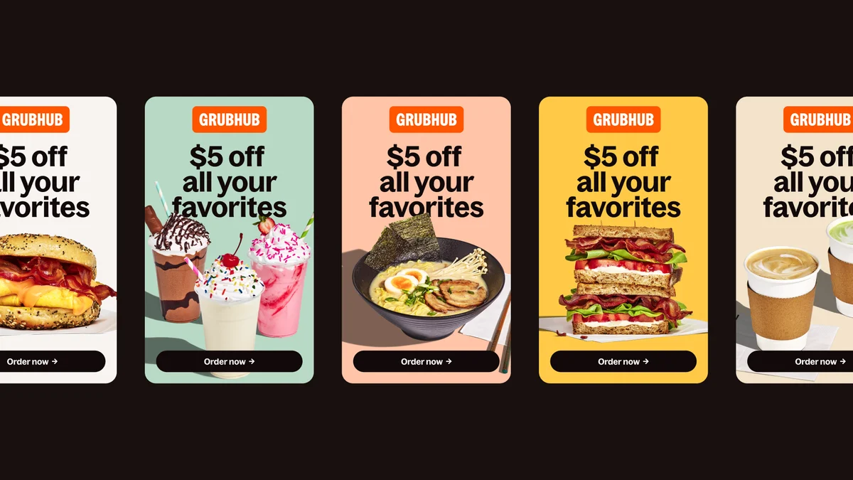 Grubhub promo posters with food photos