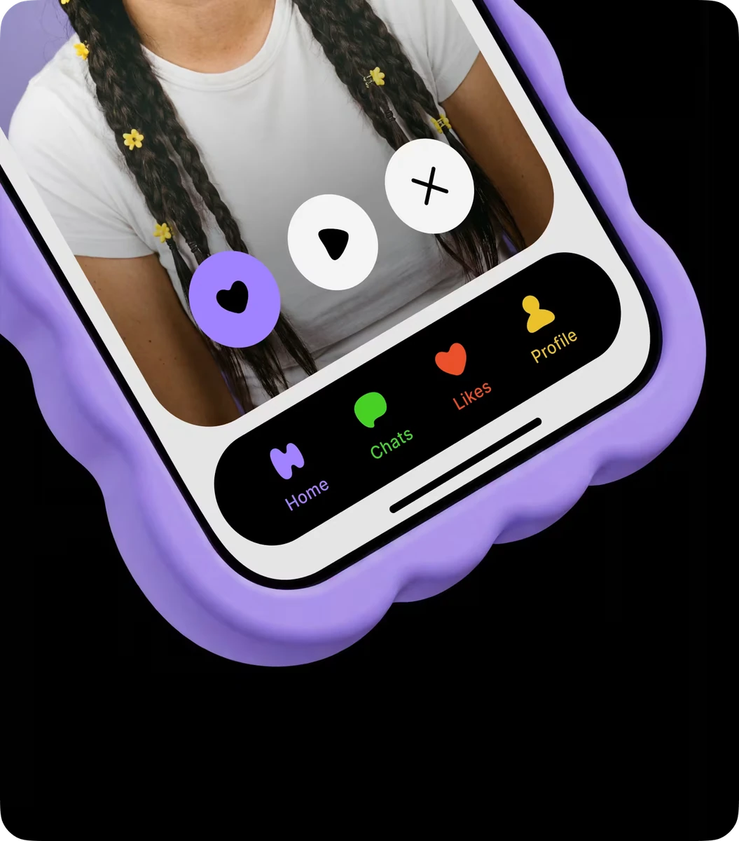 Hily-appscherm met paarse UI op een telefoon