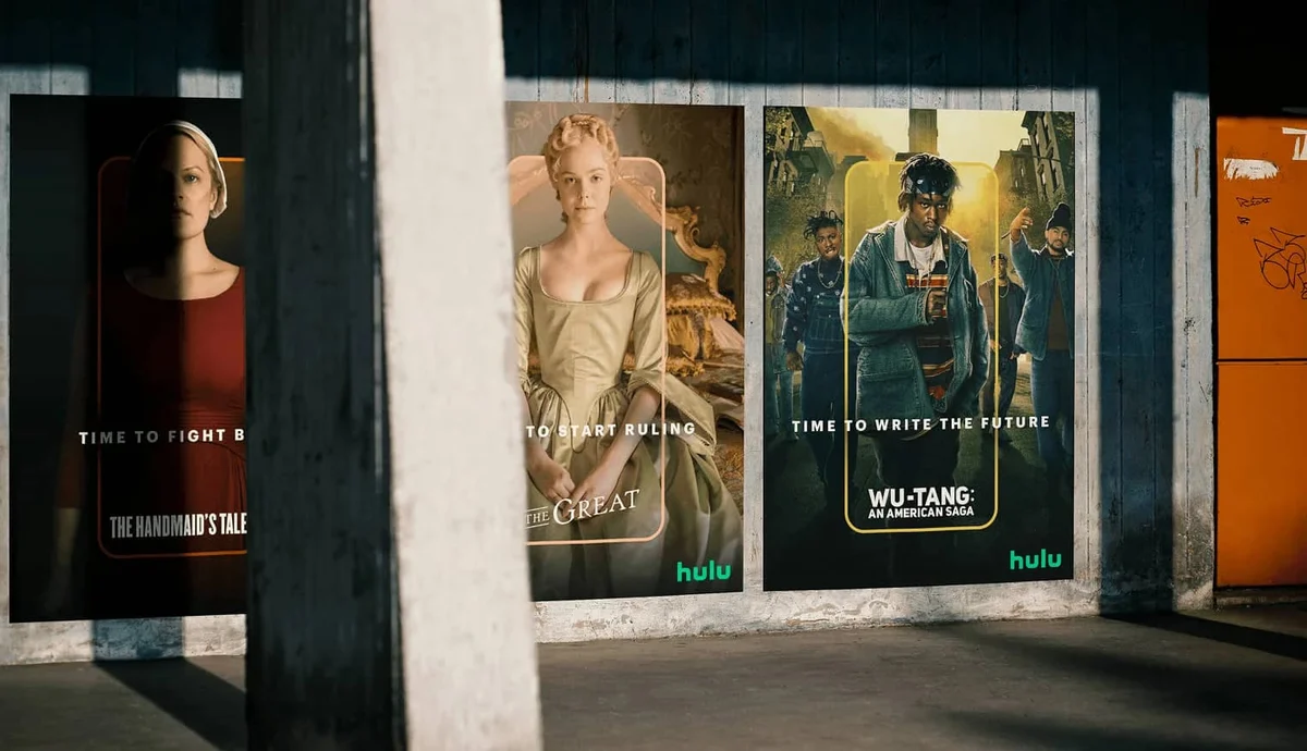 Hulu posters in a bus shelter