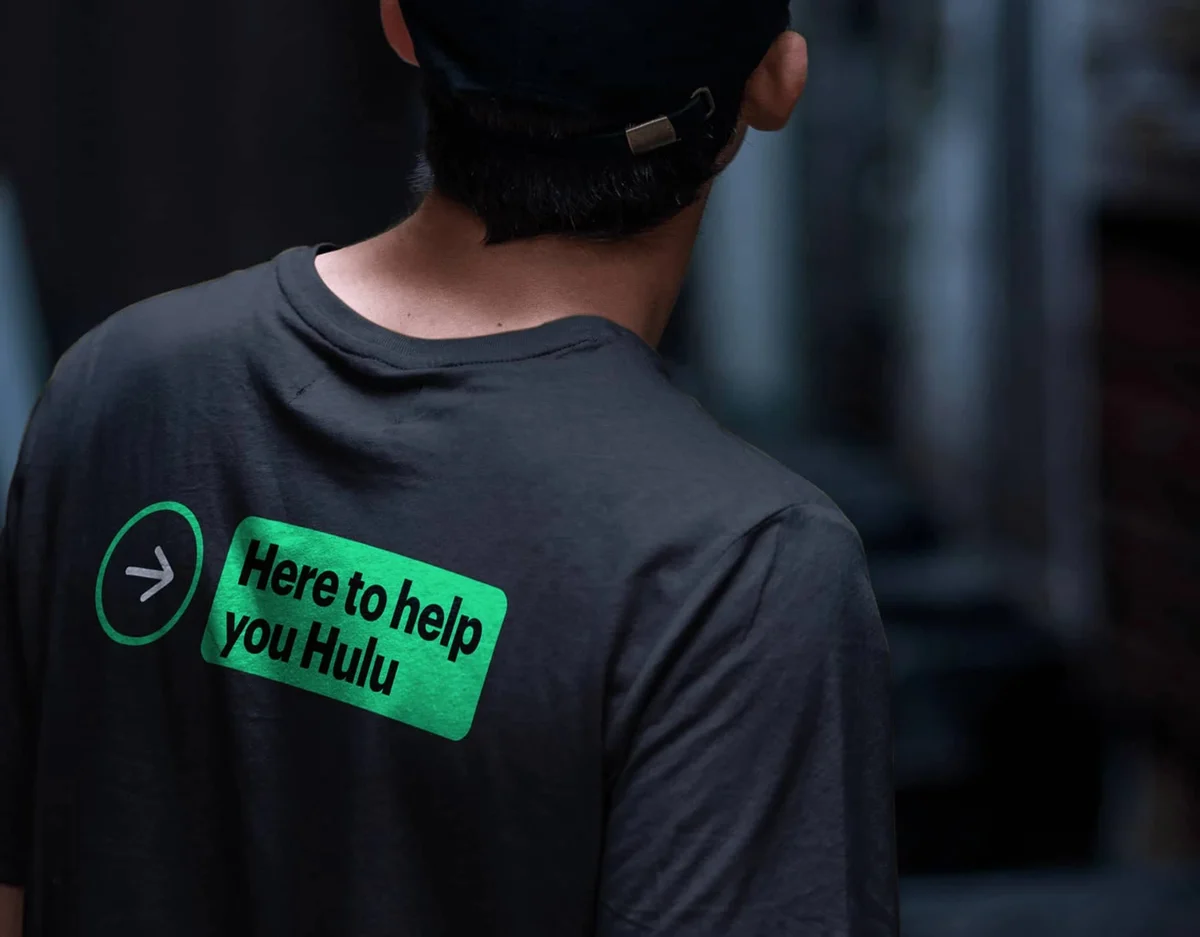 Person wearing a black Hulu T-shirt