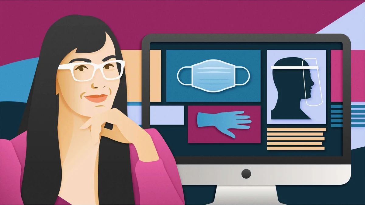 Indeed illustration: a designer working on a monitor