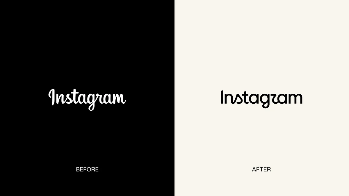 Instagram wordmark before and after, side by side