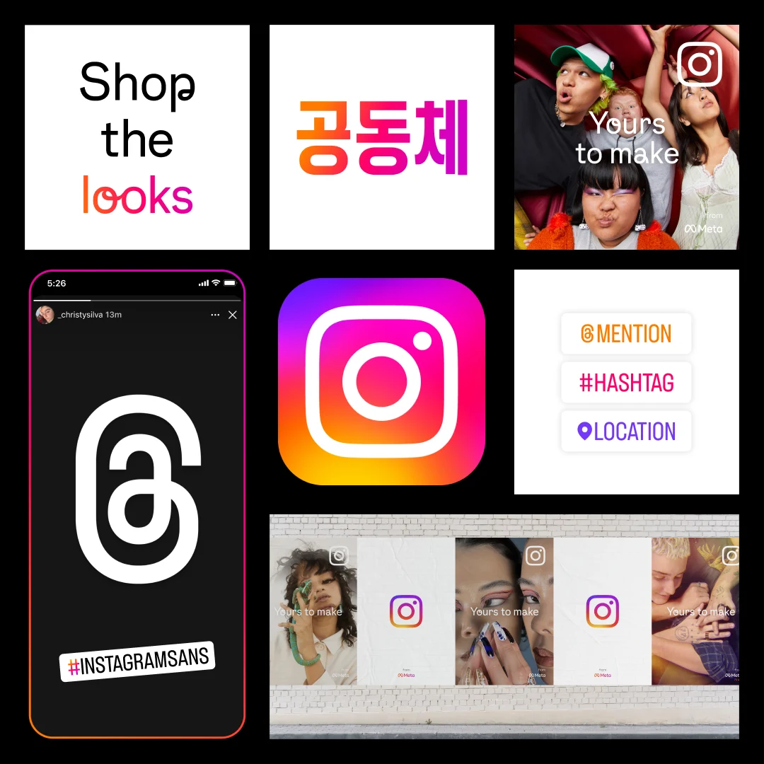 Instagram and Threads app screens with the gradient glyph