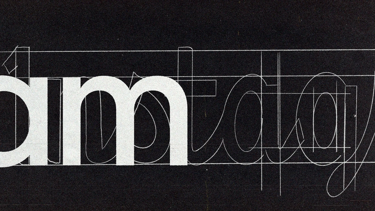 Close-up of Instagram Sans letterforms on black