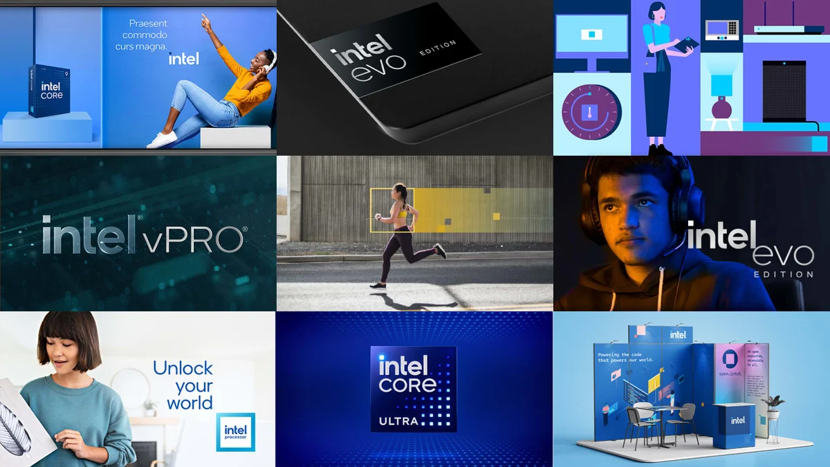 Intel vPro and product-badge collage
