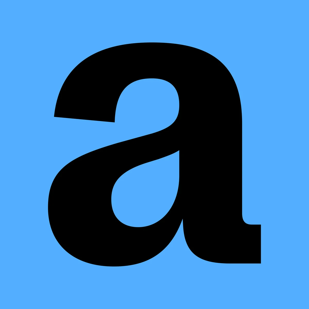 Oately 'a' glyph on blue