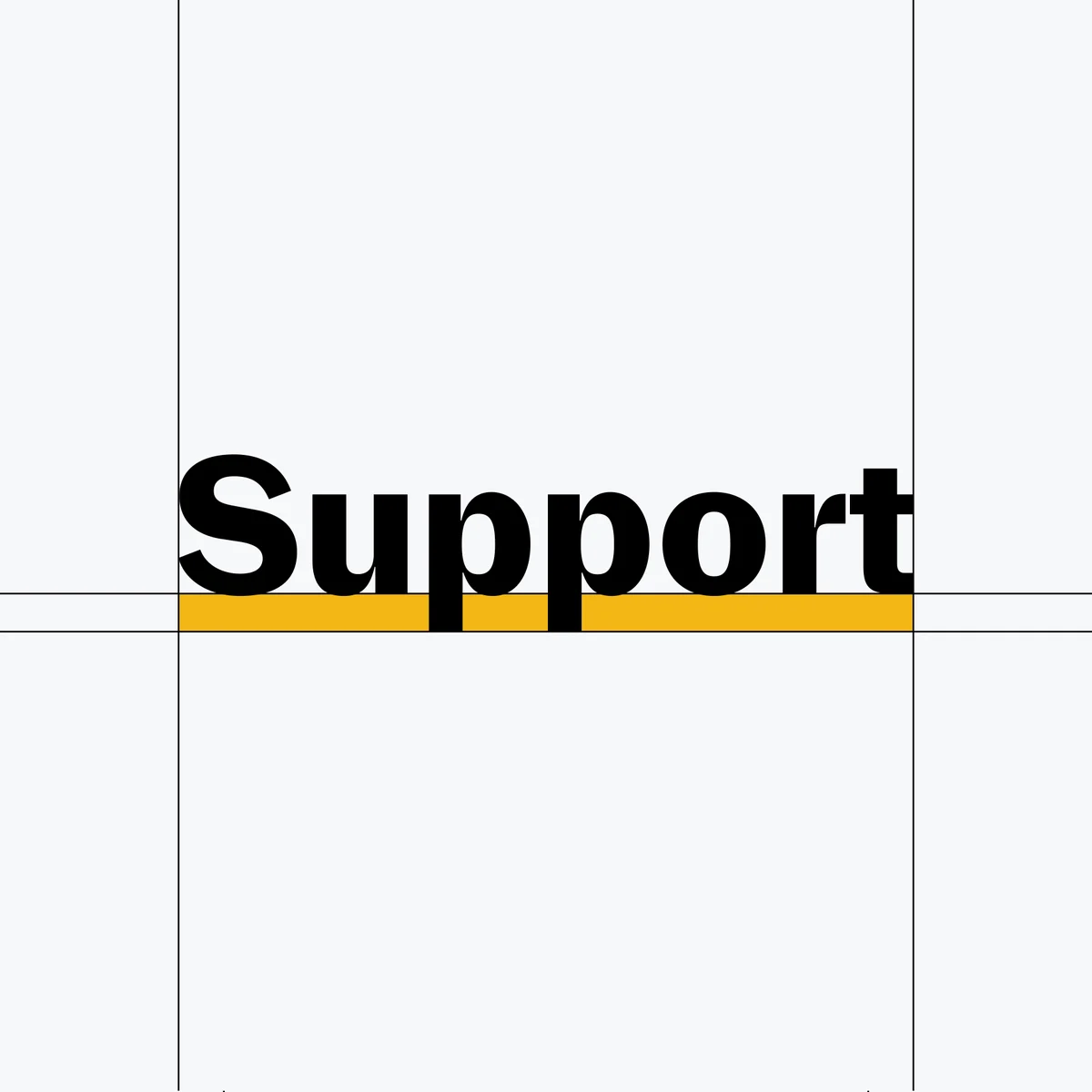Justworks 'Support' type with a yellow underline