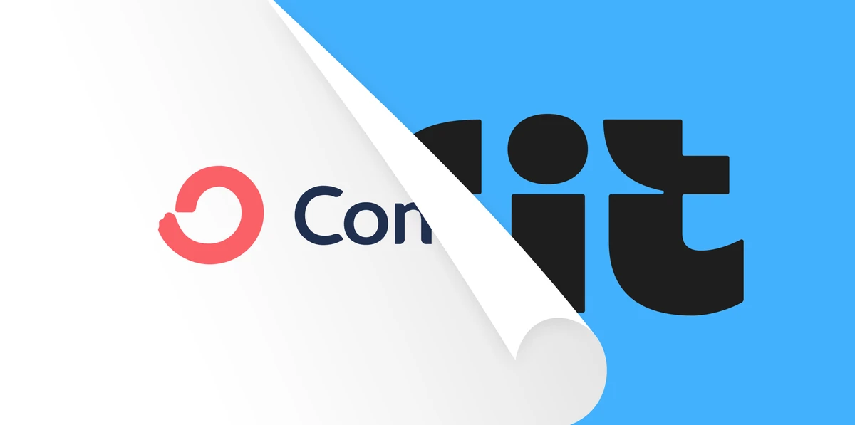 Kit-woordmerk dat wordt teruggepeld en het oude ConvertKit-logo onthult