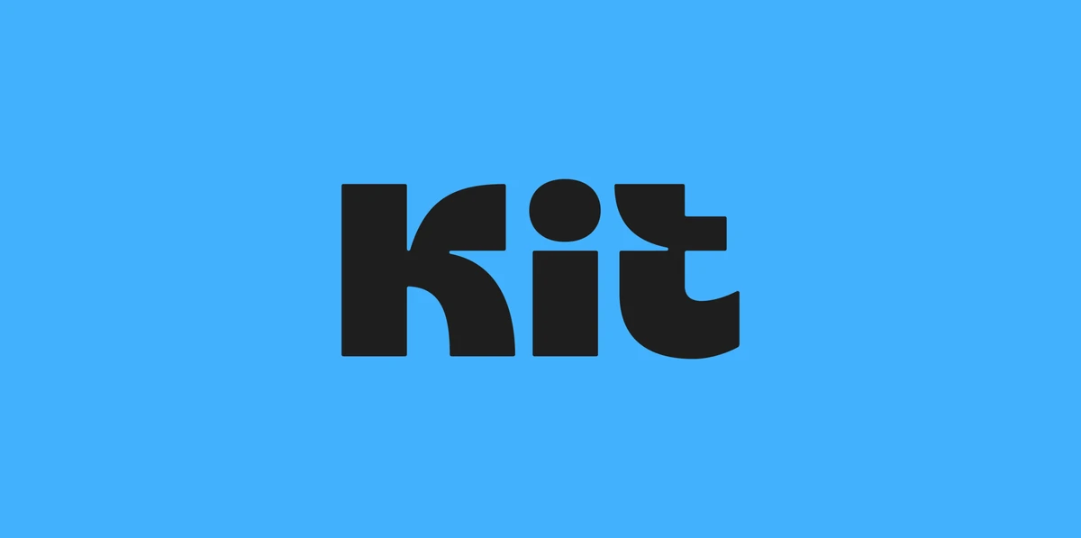 Kit-woordmerk in zwart op blauw